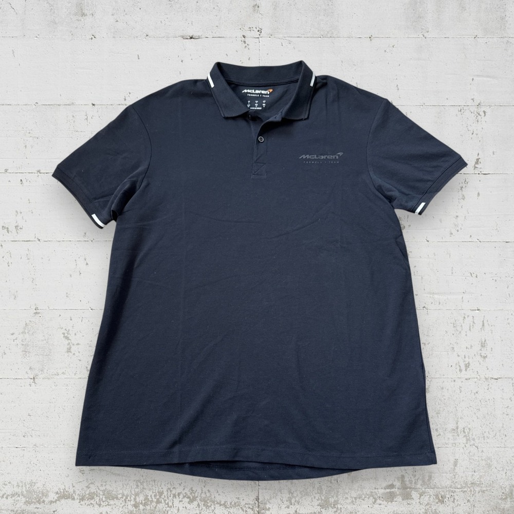 McLaren F1 Team Official Polo Shirt Black Men's‎ L Short Sleeve